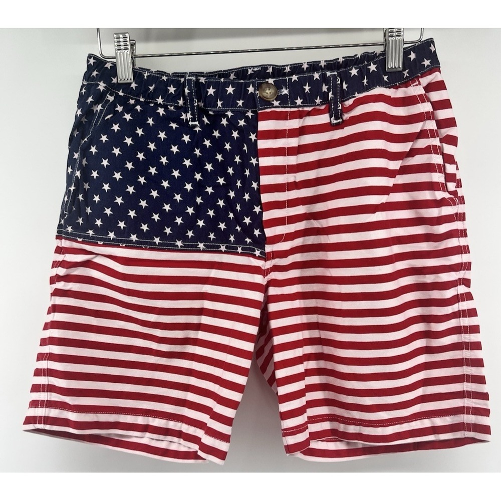 Chubbies The 'Mericas Shorts Mens Medium American Flag 30-32 7.5" Inseam Elastic